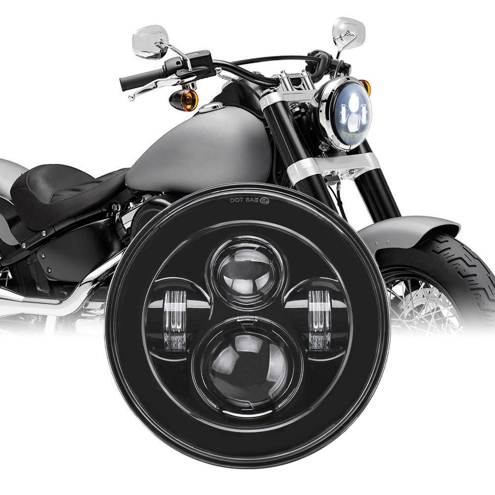 ユニバーサル 7 インチ LED ヘッドライト DRL H4 - Universal Motorcycle Led Headlight Projector のレビューと価格