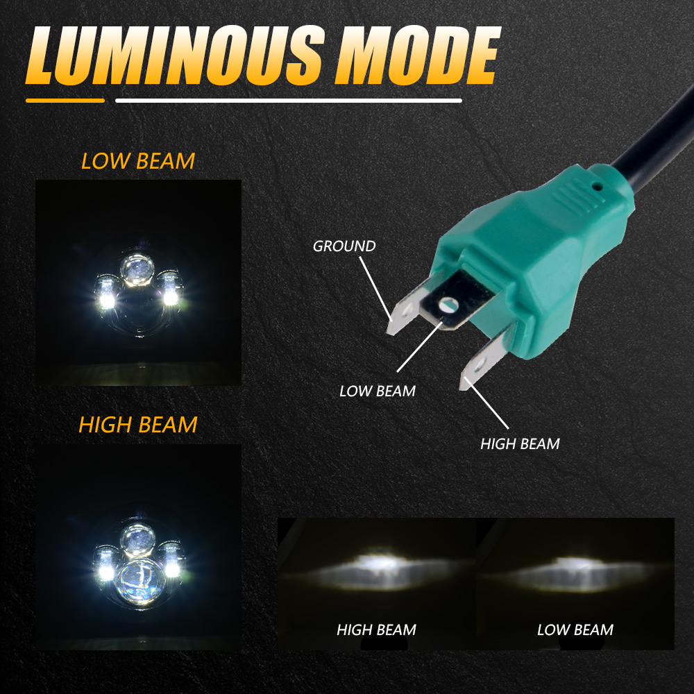 ユニバーサル 7 インチ LED ヘッドライト DRL H4 - Universal Motorcycle Led Headlight Projector のレビューと価格