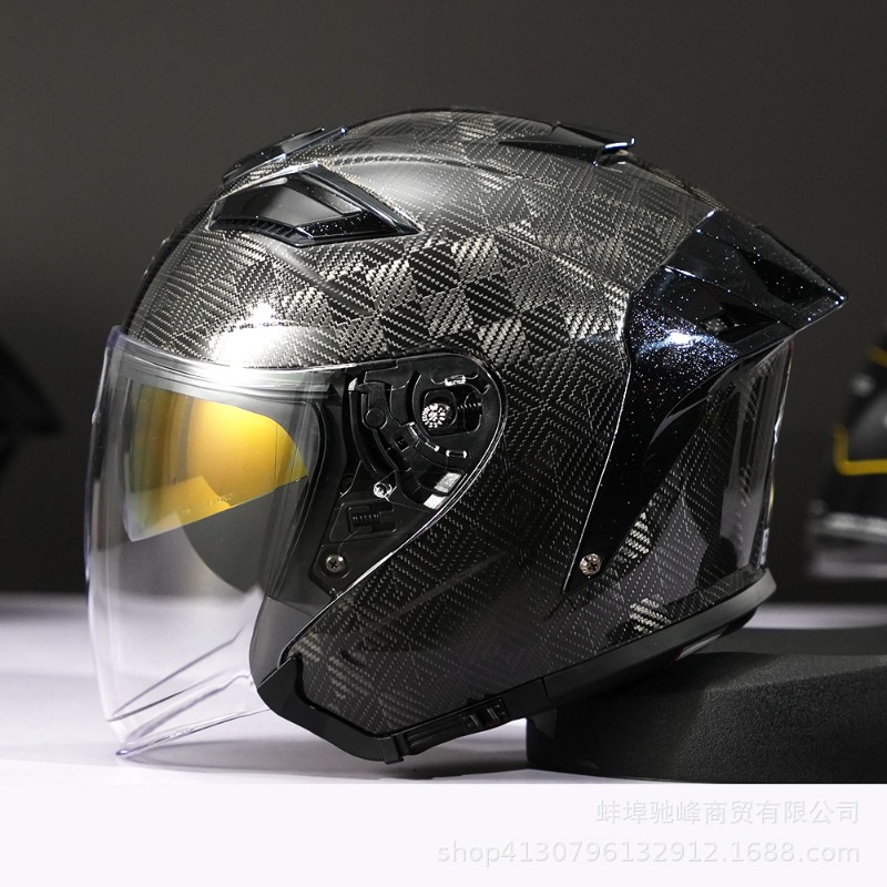 カーボンファイバーバイク用ヘルメット スリークォーターヘルメ - Carbon Fiber Lightweight Motorcycle Helmet のレビューと価格