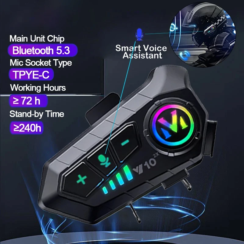 V10 2X ブルートゥースバイクヘルメットインターコム 3 - Universal Motorcycle Helmet Intercom Headset のレビューと価格
