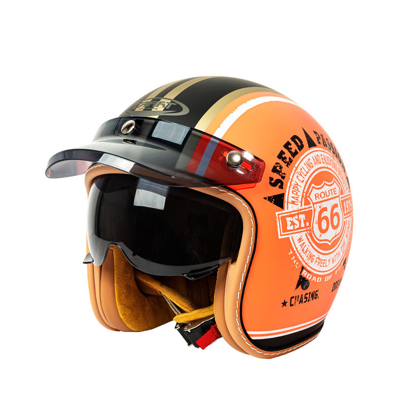 ヴィンテージオープンフェイスオートバイヘルメットレトロ3/4 - Vintage Open Face Retro Helmet のレビューと価格