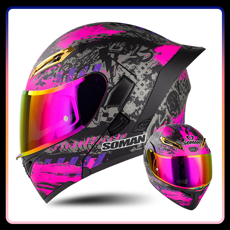 男性と女性のためのフルフェイスのオートバイのヘルメット,ダブ - Modular Flip Up Motorcycle Helmet Dot Approved のレビューと価格