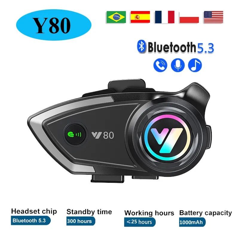 Y80オートバイヘルメットBluetoothヘッドセットワイ - Full Face Motorcycle Helmet With Bluetooth のレビューと価格