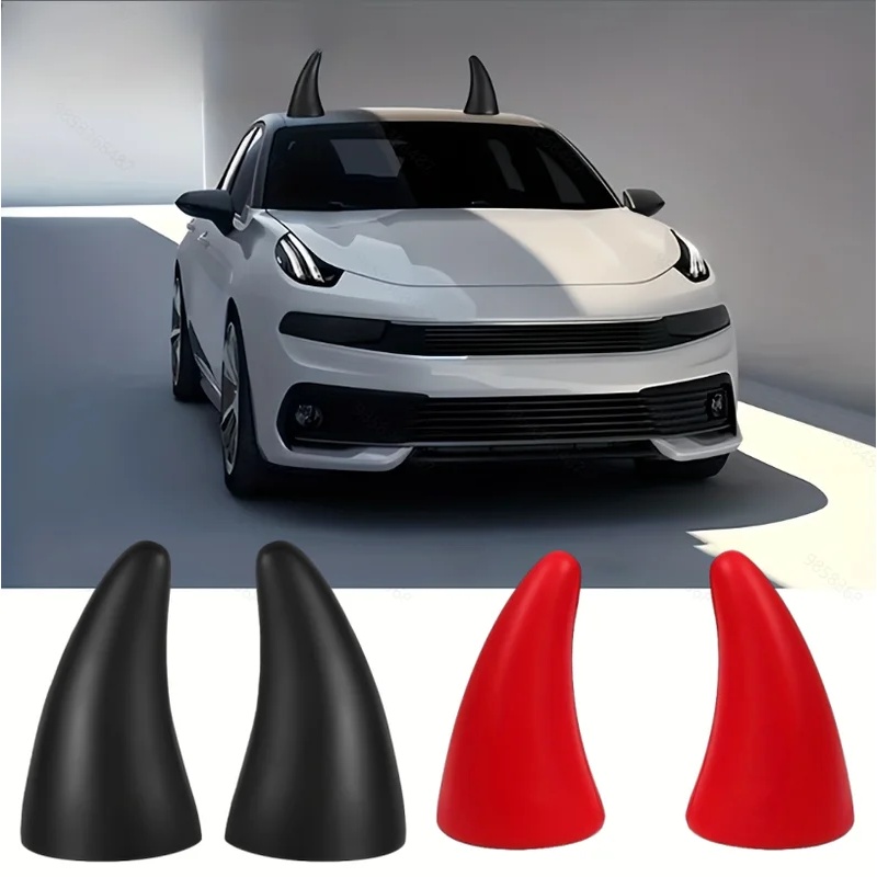 車、自動車、トラック用弾性3Dデビルホーンステッカー、バンパ - Motorcycle Helmets のレビューと価格
