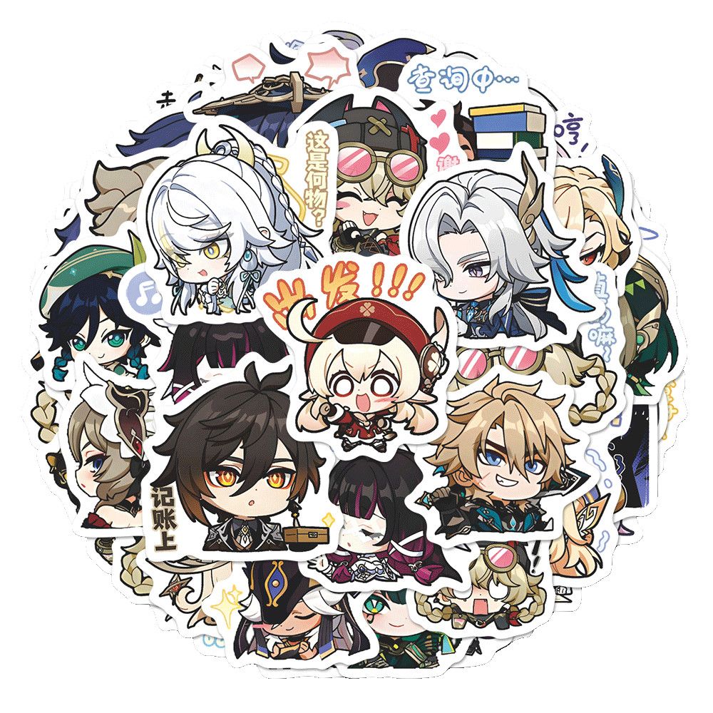 64 個原神インパクトムーンメイデンアニメステッカー漫画落書 - Motorcycle Helmets のレビューと価格